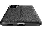 Soft TPU Case mit Design aus feinem veganen Leder für Samsung Galaxy S21+ stabil mit erhöhten Rändern und Kanten in schwarz von Screenguard