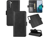 Veganes Flip Case Leder Etui Hülle mit Karten Fächer und Sichtfenster für Samsung Galaxy S21 in schwarz von Screenguard