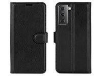 Lederhülle Karten Wallet Ledertasche Etui für Samsung Galaxy S21 in schwarz von Screenguard