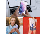 Necklace Handy Hülle mit Kordel Kette schwarz zum Tragen des Samsung Galaxy S21+ am Körper wie Handtasche Lanyard, stabil mit erhöhten Rändern und Kanten in transparent von Screenguard