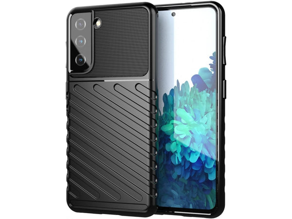 Moderne Design Hülle Cover für das Samsung Galaxy S21 mit Stripes zum Schutz von Kratzern, Dellen, Display aus TPU Gummi in schwarz von Screenguard