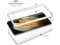 Vollständige 360 Grad Rundum Gummi TPU Hülle zum beidseitigen Schutz des Samsung Galaxy S21 Ultra Display und Gehäuse in transparent von Screenguard