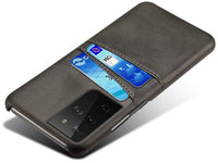 CardCaddy Leder Backcase mit Kartenfächern für Samsung Galaxy S21 Ultra in schwarz von Screenguard