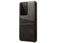 CardCaddy Leder Backcase mit Kartenfächern für Samsung Galaxy S21 Ultra in schwarz von Screenguard