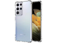 Hoch transparenter TPU Gummi Schutz Handy Hülle Clear Case klar mit verstärkten Schutzecken Bumper für das Samsung Galaxy S21 Ultra Display und Gehäuse in transparent von Screenguard