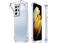 Hoch transparenter TPU Gummi Schutz Handy Hülle Clear Case klar mit verstärkten Schutzecken Bumper für das Samsung Galaxy S21 Ultra Display und Gehäuse in transparent von Screenguard