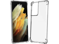 Hoch transparenter TPU Gummi Schutz Handy Hülle Clear Case klar mit verstärkten Schutzecken Bumper für das Samsung Galaxy S21 Ultra Display und Gehäuse in transparent von Screenguard