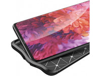 Soft TPU Case mit Design aus feinem veganen Leder für Samsung Galaxy S21 Ultra stabil mit erhöhten Rändern und Kanten in schwarz von Screenguard