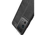 Soft TPU Case mit Design aus feinem veganen Leder für Samsung Galaxy S21 Ultra stabil mit erhöhten Rändern und Kanten in schwarz von Screenguard