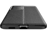 Soft TPU Case mit Design aus feinem veganen Leder für Samsung Galaxy S21 Ultra stabil mit erhöhten Rändern und Kanten in schwarz von Screenguard