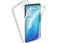 Vollständige 360 Grad Rundum Gummi TPU Hülle zum beidseitigen Schutz des Samsung Galaxy S22 Display und Gehäuse in transparent von Screenguard