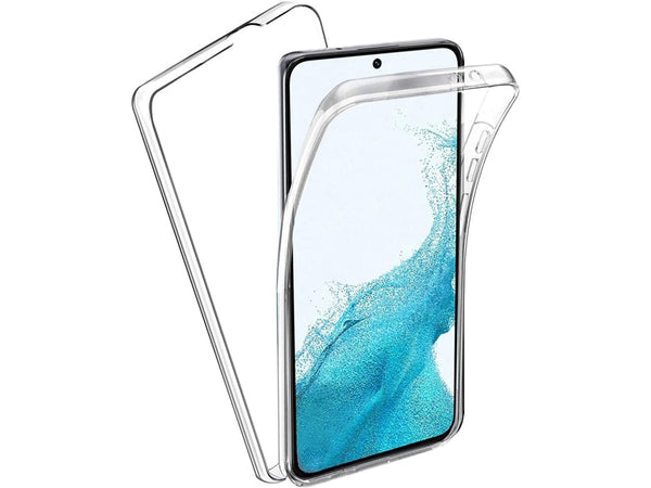 Vollständige 360 Grad Rundum Gummi TPU Hülle zum beidseitigen Schutz des Samsung Galaxy S22+ Display und Gehäuse in transparent von Screenguard