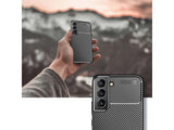 Hochwertig stabile Soft TPU Smartphone Handy Hülle im Carbon Design für Samsung Galaxy S22 zum Schutz des Display und Gehäuse Cover in schwarz von Screenguard