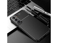 Hochwertig stabile Soft TPU Smartphone Handy Hülle im Carbon Design für Samsung Galaxy S22 zum Schutz des Display und Gehäuse Cover in schwarz von Screenguard