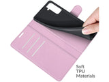 Lederhülle Karten Wallet Ledertasche Etui für Samsung Galaxy S22+ in rosa von Screenguard