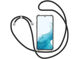 Necklace Handy Hülle mit Kordel Kette schwarz zum Tragen des Samsung Galaxy S22+ am Körper wie Handtasche Lanyard, stabil mit erhöhten Rändern und Kanten in transparent von Screenguard