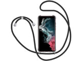 Necklace Handy Hülle mit Kordel Kette schwarz zum Tragen des Samsung Galaxy S22 Ultra am Körper wie Handtasche Lanyard, stabil mit erhöhten Rändern und Kanten in transparent von Screenguard