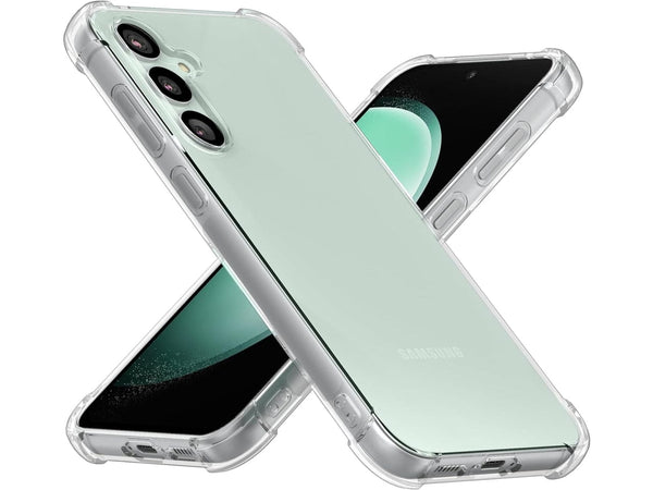 Hoch transparenter TPU Gummi Schutz Handy Hülle Clear Case klar mit verstärkten Schutzecken Bumper für das Samsung Galaxy S23 FE Display und Gehäuse in transparent von Screenguard