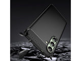 Flexible Handy Schutzhülle mit gebürster Carbon Textur auf der Rückseite für zum Schutz des Samsung Galaxy S24 FE  Display und Gehäuse Case in schwarz von Screenguard