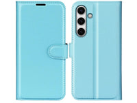 Lederhülle Karten Wallet Ledertasche Etui für Samsung Galaxy S24 FE in hellblau von Screenguard