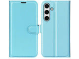 Lederhülle Karten Wallet Ledertasche Etui für Samsung Galaxy S24 FE in hellblau von Screenguard