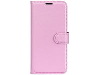 Lederhülle Karten Wallet Ledertasche Etui für Samsung Galaxy S24 FE in rosa von Screenguard