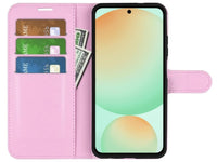 Lederhülle Portemonnaie Karten Ledertasche für Samsung Galaxy S24 FE in rosa von Screenguard