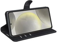 Lederhülle Karten Wallet Ledertasche Etui für Samsung Galaxy S24 FE in schwarz von Screenguard