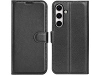 Lederhülle Karten Wallet Ledertasche Etui für Samsung Galaxy S24 FE in schwarz von Screenguard
