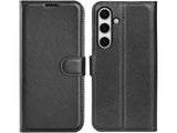 Lederhülle Karten Wallet Ledertasche Etui für Samsung Galaxy S24 FE in schwarz von Screenguard