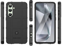 Widerstandsfähige, stabile Outdoor Sport Hülle für das Samsung Galaxy S24 FE für Handwerker, Baustelle, Business, äusserst stabil mit erhöhten Rändern und Kanten in schwarz von Screenguard