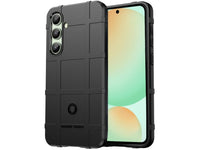 Widerstandsfähige, stabile Outdoor Sport Hülle für das Samsung Galaxy S24 FE für Handwerker, Baustelle, Business, äusserst stabil mit erhöhten Rändern und Kanten in schwarz von Screenguard