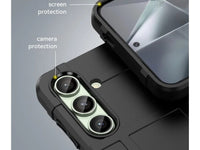 Widerstandsfähige, stabile Outdoor Sport Hülle für das Samsung Galaxy S24 FE für Handwerker, Baustelle, Business, äusserst stabil mit erhöhten Rändern und Kanten in schwarz von Screenguard