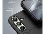 Widerstandsfähige, stabile Outdoor Sport Hülle für das Samsung Galaxy S24 FE für Handwerker, Baustelle, Business, äusserst stabil mit erhöhten Rändern und Kanten in schwarz von Screenguard