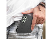 Widerstandsfähige, stabile Outdoor Sport Hülle für das Samsung Galaxy S24 FE für Handwerker, Baustelle, Business, äusserst stabil mit erhöhten Rändern und Kanten in schwarz von Screenguard