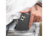 Widerstandsfähige, stabile Outdoor Sport Hülle für das Samsung Galaxy S24 FE für Handwerker, Baustelle, Business, äusserst stabil mit erhöhten Rändern und Kanten in schwarz von Screenguard