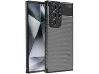 Hochwertig stabile Soft TPU Smartphone Handy Hülle im Carbon Design für Samsung Galaxy S24 Ultra zum Schutz des Display und Gehäuse Cover in schwarz von Screenguard