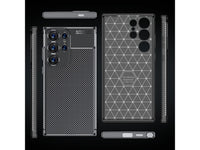 Hochwertig stabile Soft TPU Smartphone Handy Hülle im Carbon Design für Samsung Galaxy S24 Ultra zum Schutz des Display und Gehäuse Cover in schwarz von Screenguard