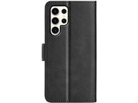 Veganes Flip Case Leder Etui Hülle mit Karten Fächer und Sichtfenster für Samsung Galaxy S24 Ultra in schwarz von Screenguard