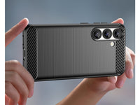 Flexible Handy Schutzhülle mit gebürster Carbon Textur auf der Rückseite für zum Schutz des Samsung Galaxy S25+  Display und Gehäuse Case in schwarz von Screenguard