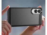 Flexible Handy Schutzhülle mit gebürster Carbon Textur auf der Rückseite für zum Schutz des Samsung Galaxy S25 Edge  Display und Gehäuse Case in schwarz von Screenguard
