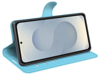 Lederhülle Karten Wallet Ledertasche Etui für Samsung Galaxy S25 Edge in hellblau von Screenguard