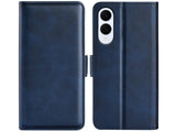Veganes Flip Case Leder Etui Hülle mit Karten Fächer und Sichtfenster für Samsung Galaxy S25 Edge in dunkelblau von Screenguard