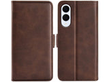 Veganes Flip Case Leder Etui Hülle mit Karten Fächer und Sichtfenster für Samsung Galaxy S25 Edge in mokka von Screenguard