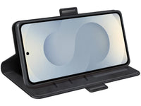 Veganes Flip Case Leder Etui Hülle mit Karten Fächer und Sichtfenster für Samsung Galaxy S25 Edge in schwarz von Screenguard
