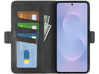 Veganes Flip Case Leder Etui Hülle mit Karten Fächer und Sichtfenster für Samsung Galaxy S25 Edge in schwarz von Screenguard