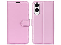 Lederhülle Karten Wallet Ledertasche Etui für Samsung Galaxy S25 Edge in rosa von Screenguard