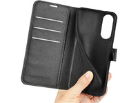 Lederhülle Karten Wallet Ledertasche Etui für Samsung Galaxy S25 Edge in schwarz von Screenguard