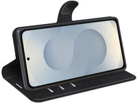 Lederhülle Karten Wallet Ledertasche Etui für Samsung Galaxy S25 Edge in schwarz von Screenguard