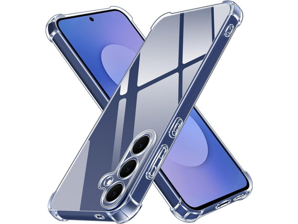 Hoch transparenter TPU Gummi Schutz Handy Hülle Clear Case klar mit verstärkten Schutzecken Bumper für das Samsung Galaxy S25 FE Display und Gehäuse in transparent von Screenguard